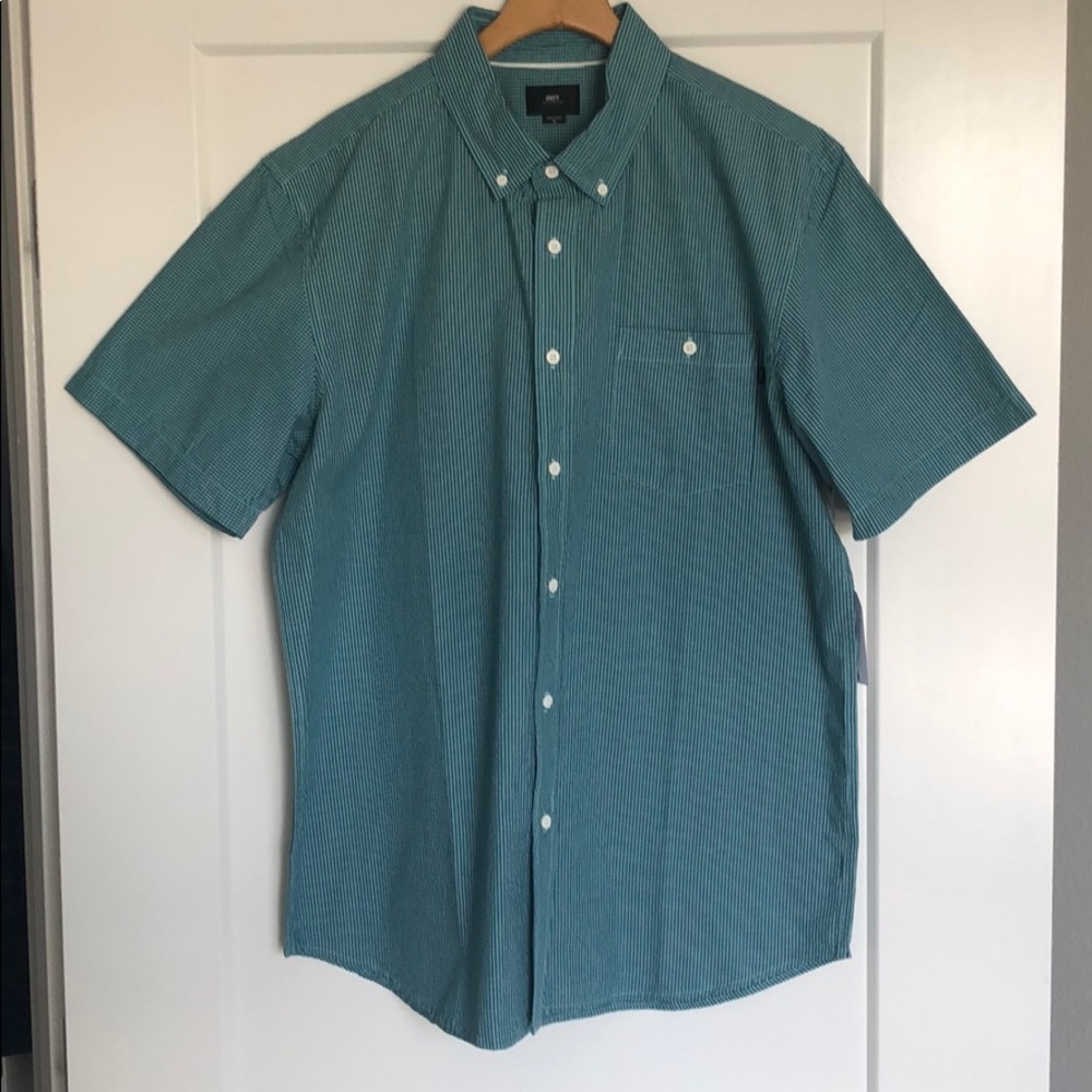 Obey green button down shirt sleeve, XL